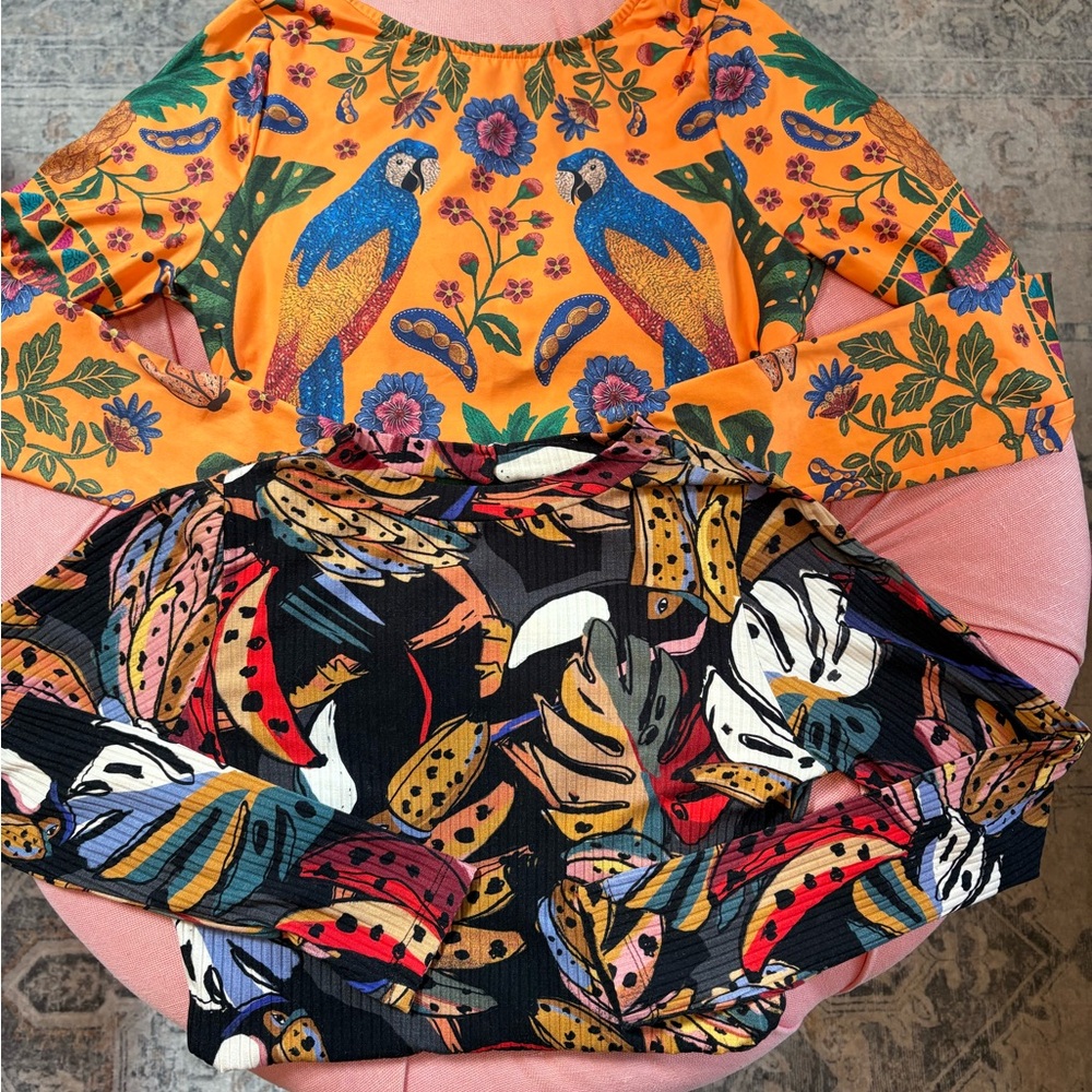 FARM Rio Parrot and Leaf Print bodysuit bundle